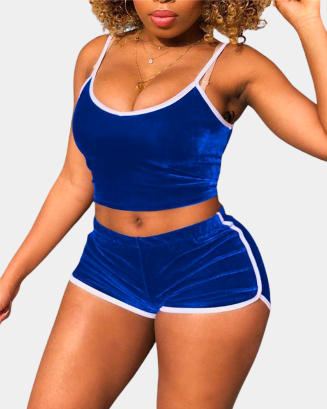 Velvet Suspender Shorts Set