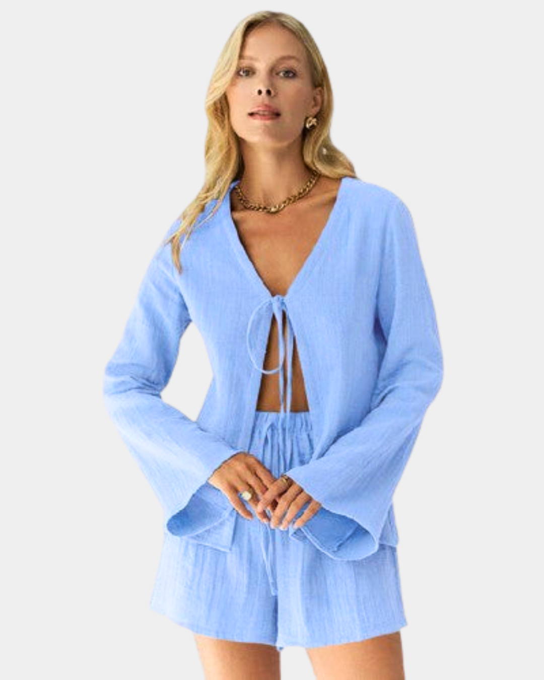 Cotton Lace-Up Home Suit