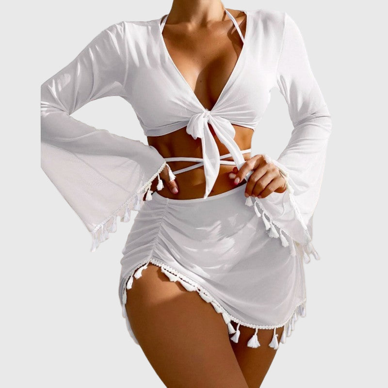 4pcs Solid Color Bikini Set