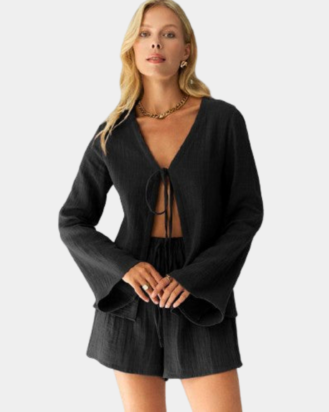 Cotton Lace-Up Home Suit