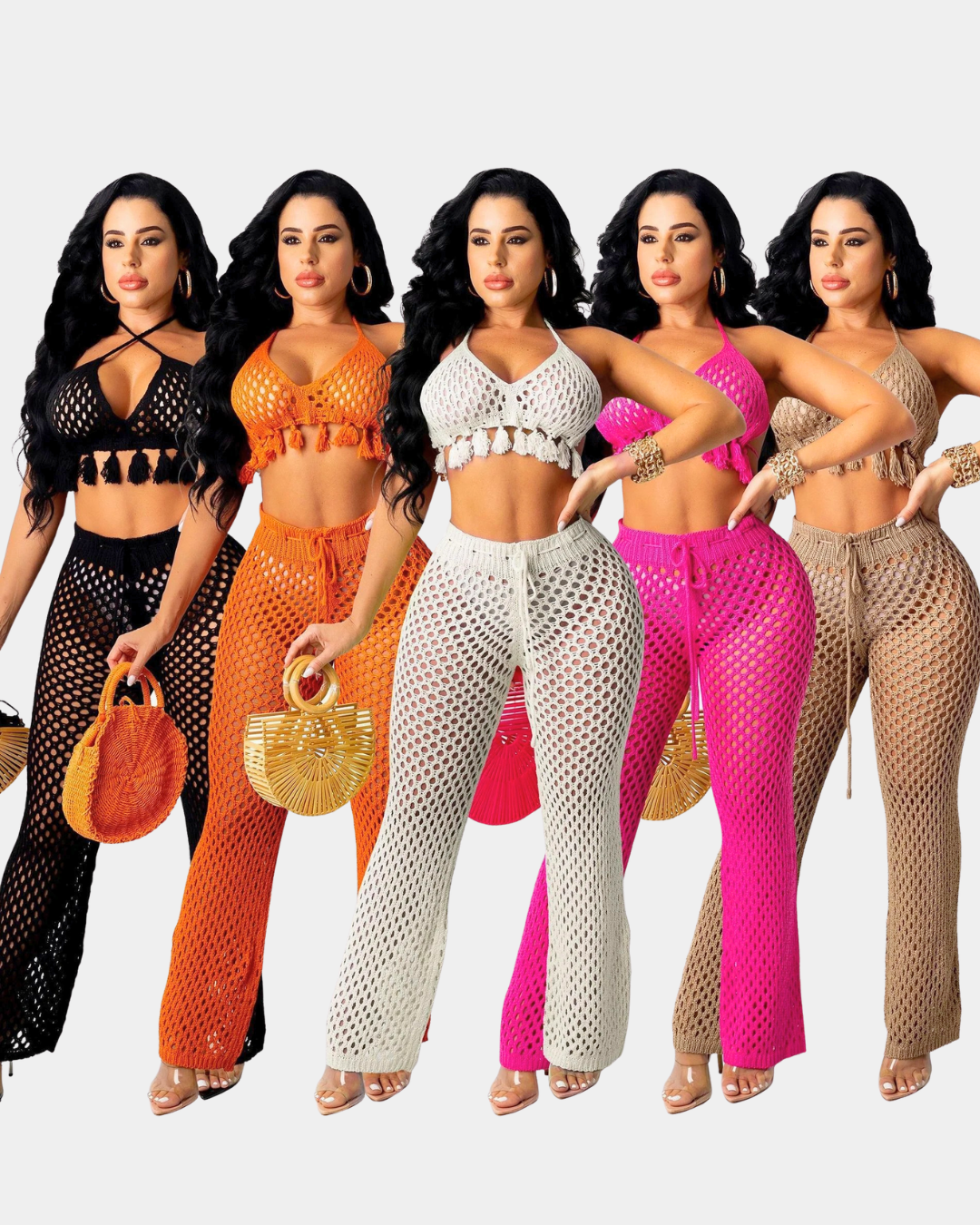 Openwork Knit Pants Set