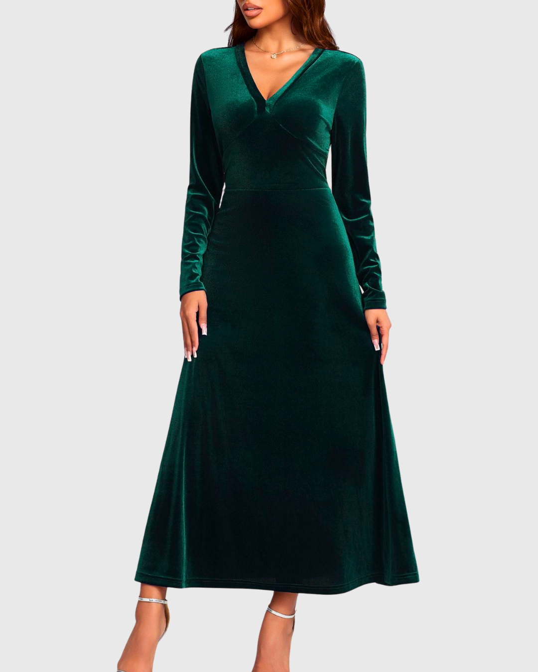 Velvet V-Neck Evening Dress