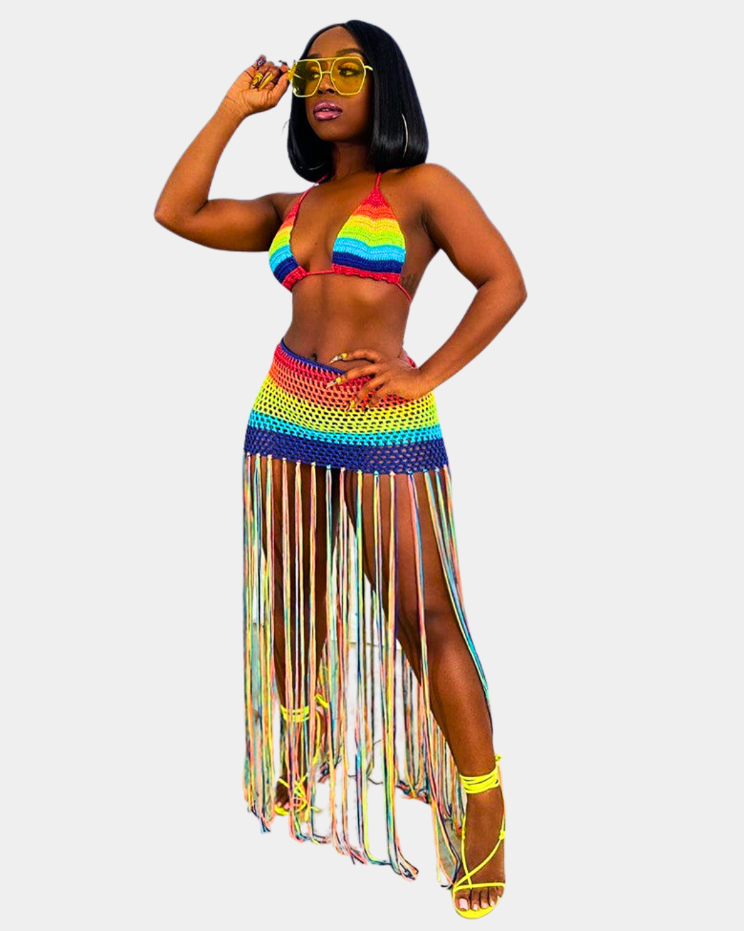 Rainbow Tassel Crochet Set