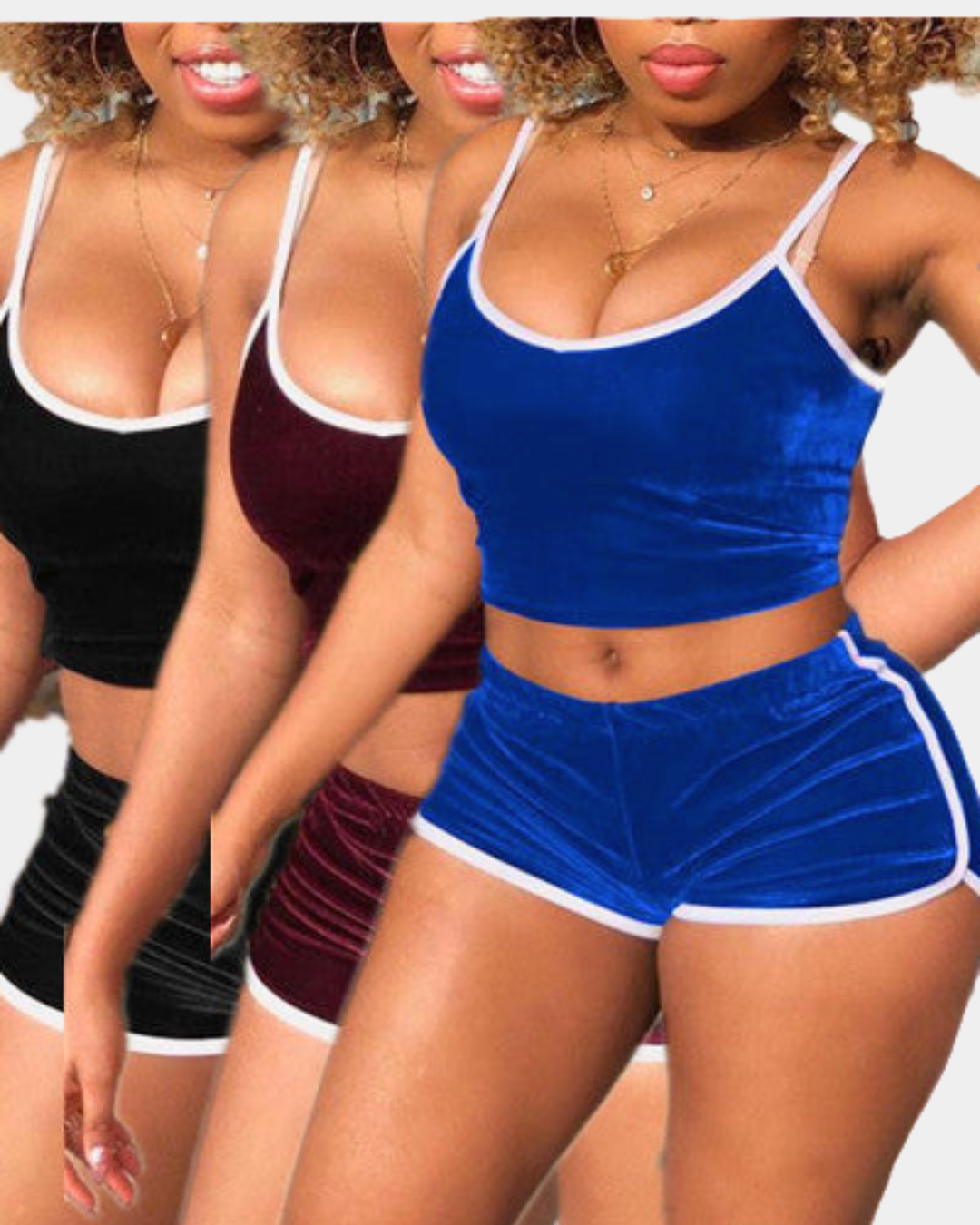 Velvet Suspender Shorts Set