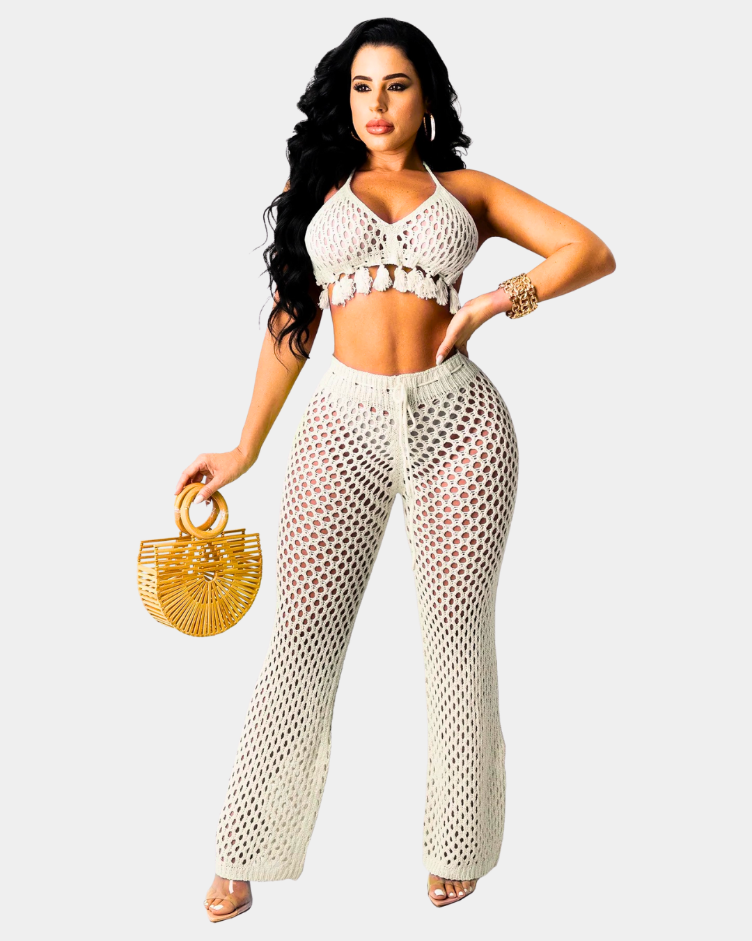 Openwork Knit Pants Set