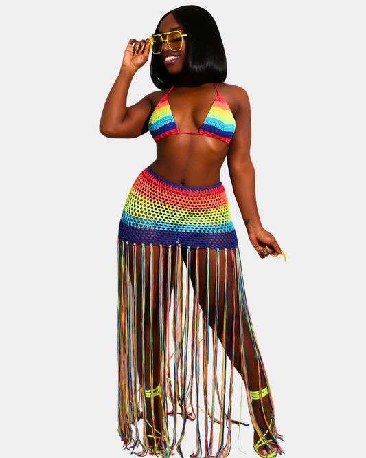 Rainbow Tassel Crochet Set