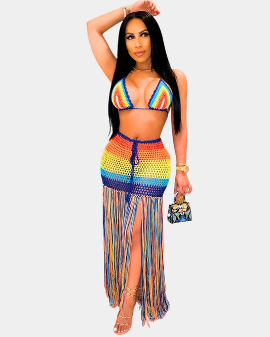 Rainbow Tassel Crochet Set
